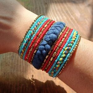 Vintage 1997 Colorful Boho Cuff Beaded Bracelet